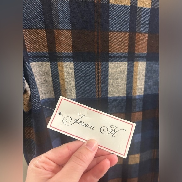 Jessica Howard Sweater Dress Short Sleeve Petite Large Plaid Turtleneck Academia - Picture 6 of 11